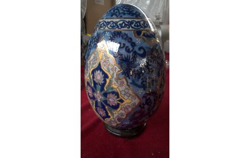 OBJET DECO, , OEUF GRAND PORCELAINE BLEUE