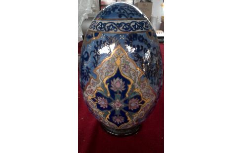 OBJET DECO, , OEUF GRAND PORCELAINE BLEUE