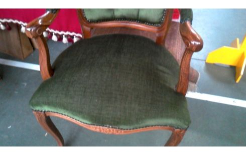 CHAISE BRANCHE VERTE VELOURS STYLE LOUIS XV