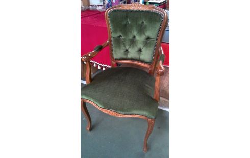 CHAISE BRANCHE VERTE VELOURS STYLE LOUIS XV