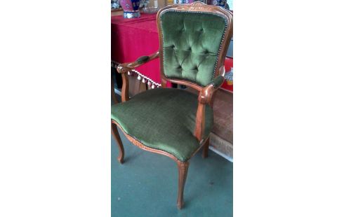 CHAISE BRANCHE VERTE VELOURS STYLE LOUIS XV