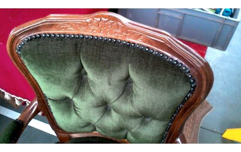 CHAISE BRANCHE VERTE VELOURS STYLE LOUIS XV