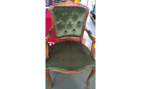 CHAISE BRANCHE VERTE VELOURS STYLE LOUIS XV