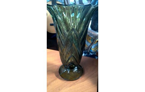 VASE VERTE GLACE VINTAGE
