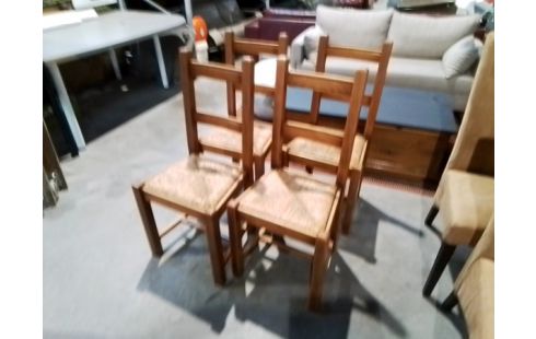 4 CHAISES PAILLEES DOSSIER MI HAUT