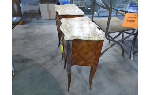 CHEVETS LA PAIRE DESSUS MARBRE 2 TIROIRS STYLE LOUIS XV