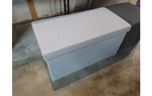 POUF COFFRE DOUBLE TISSU GRIS