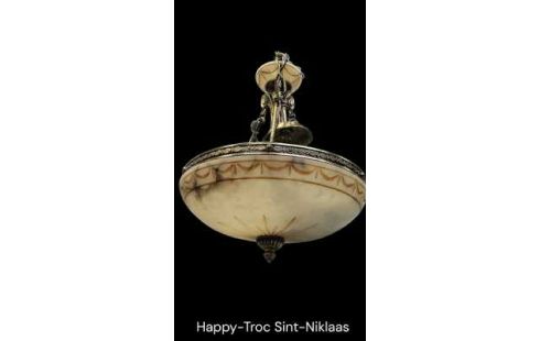 LÁMPARA DE TECHO ITALIANO COBRE ALABASTRO