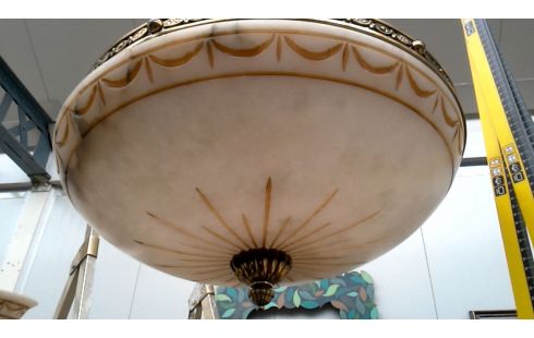 LÁMPARA DE TECHO ITALIANO COBRE ALABASTRO