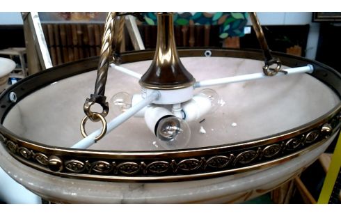 LÁMPARA DE TECHO ITALIANO COBRE ALABASTRO