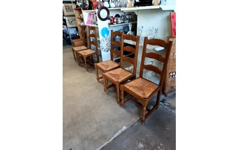 LOT DE CHAISES BOIS PAILLE