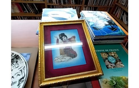 CADRE FEMME ROUGE ET DORE