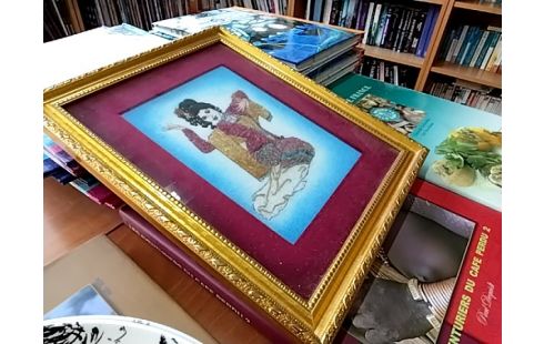 CADRE FEMME ROUGE ET DORE