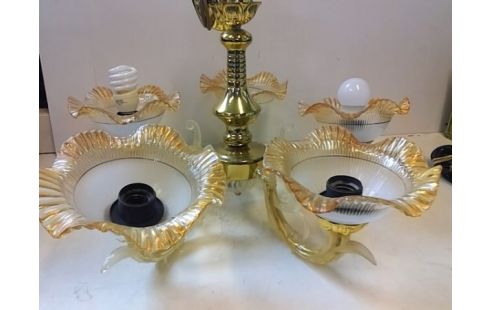 LUSTRE 5 BRANCHES DORE