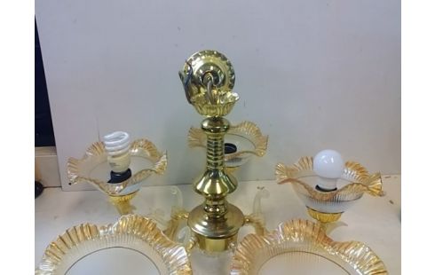 LUSTRE 5 BRANCHES DORE