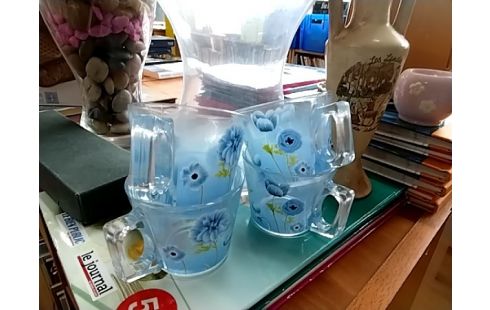 TASSE FLEURS BLEUES lot de 4
