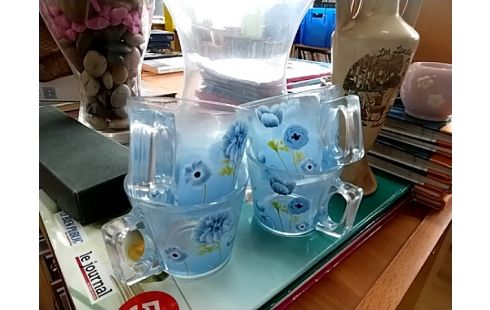 TASSE FLEURS BLEUES lot de 4