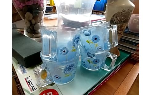 TASSE FLEURS BLEUES lot de 4