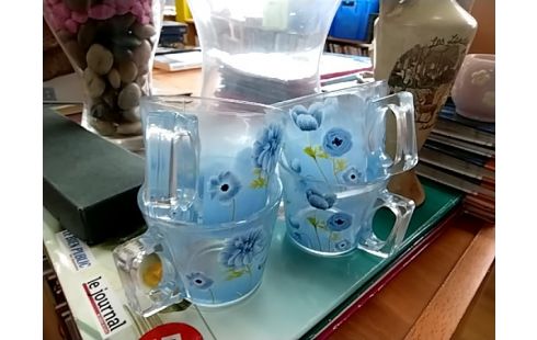 TASSE FLEURS BLEUES lot de 4