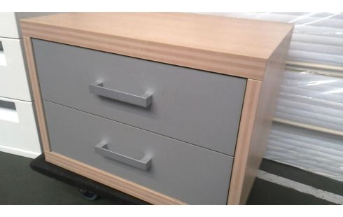 NACHTTISCH, , HOLZ LOOK GRAU 2 SCHUBLADEN