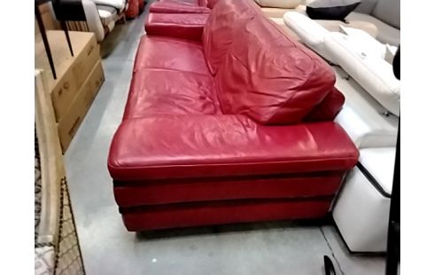 CANAPE CUIR ROUGE
