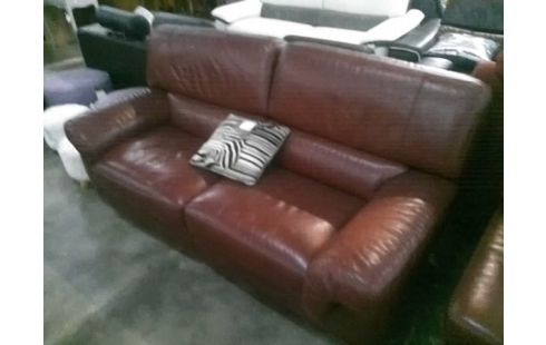 CANAPE CUIR ROUGE 3 PLACES