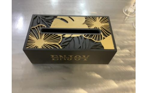 BOITE A MOUCHOIRS NOIR ET DORE