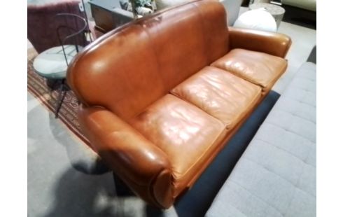 CANAPE CLUB CUIR MARRON 3P