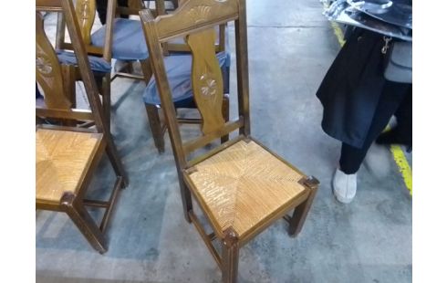6 CHAISES BOIS PAILLÉES