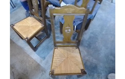 6 CHAISES BOIS PAILLÉES