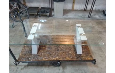 TABLE BASSE MÉTAL VERRE