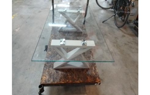 TABLE BASSE MÉTAL VERRE