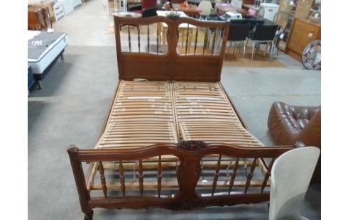 LIT 140X190 BOIS + SOMMIER RÉGLABLE