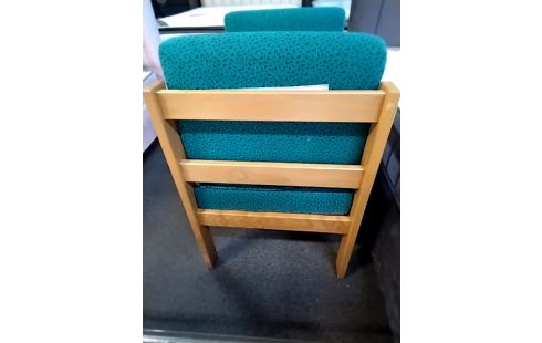 FAUTEUIL Vintage ossature hetre Assise tissu vert
