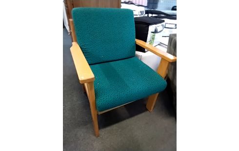 FAUTEUIL Vintage ossature hetre Assise tissu vert