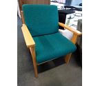 FAUTEUIL Vintage ossature hetre Assise tissu vert