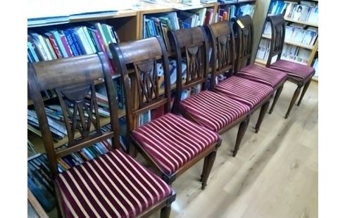 LOT DE 6 CHAISES BOIS ASSISE VELOURS