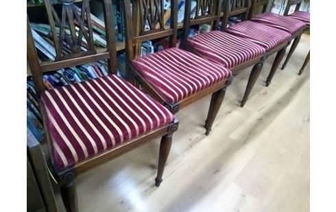 LOT DE 6 CHAISES BOIS ASSISE VELOURS