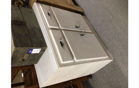 MEUBLE BAS VINTAGE BLANC 2 PORTES 2 TIROIRS