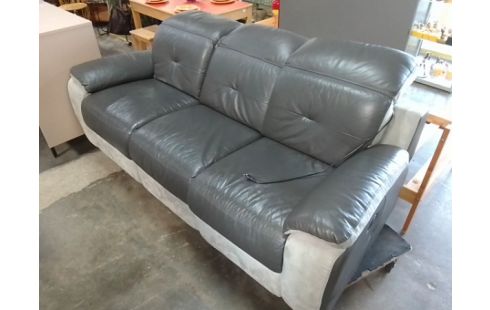 CANAPE 3 PLACES CUIR ALCANTARA ELECTRIQUE