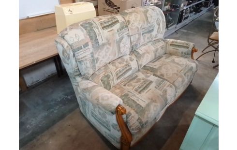 BANQUETTE 2 PLACES TISSU BOIS