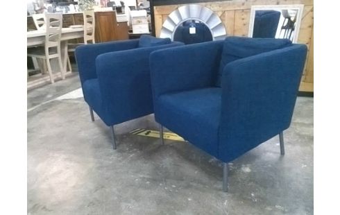 2 FAUTEUILS TISSU BLEU