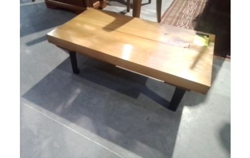 TABLE BASSE BOIS +MÉTAL NOIR