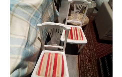 CHAISE BOIS BLANC TISSU RAYÉ