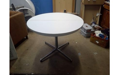 TAFEL VINTAGE WIT, CHROME , ROND