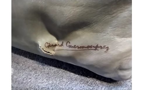 CANAPE Cuir vert vintagegerard guermonprez L190 cm