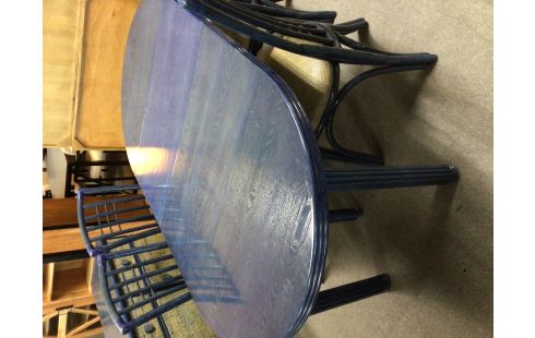 TABLE ROTIN BLEU AVEC ALLONGE