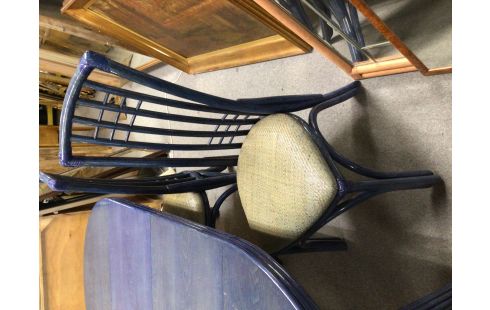 4 CHAISES ROTIN BLEU
