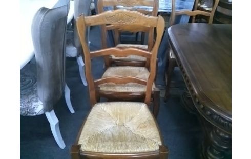 LOT DE 4 CHAISES PAILLEES STYLE LOUIS XV