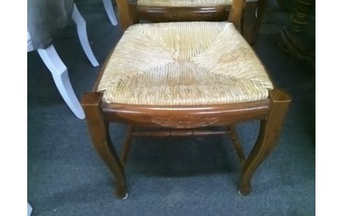 LOT DE 4 CHAISES PAILLEES STYLE LOUIS XV